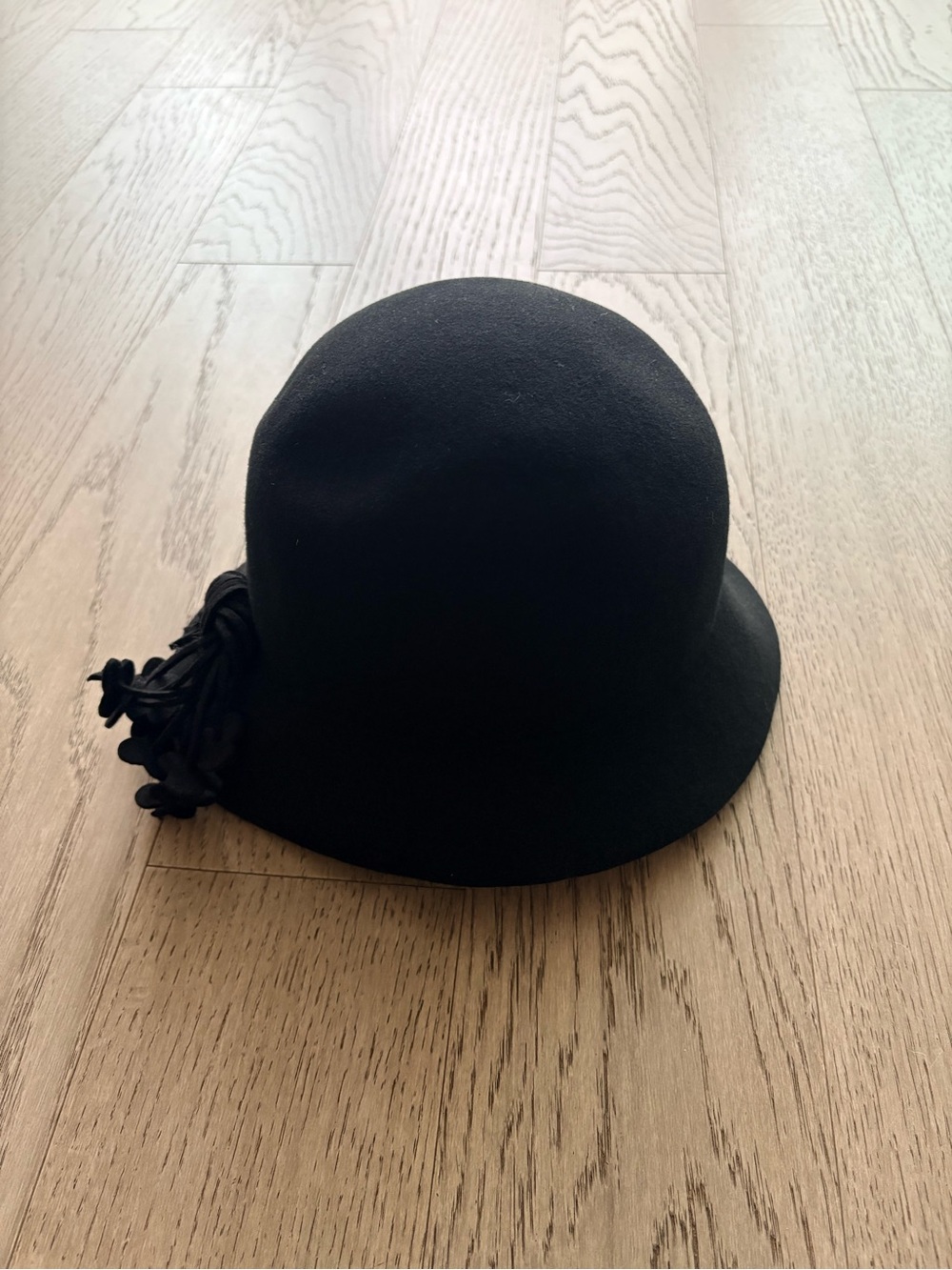 Classic Black Wool Cloche Hat